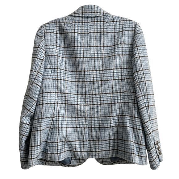 Talbot's Wool Blend Blue Plaid Classic Shetland Blazer 10P Classic - Picture 10 of 10